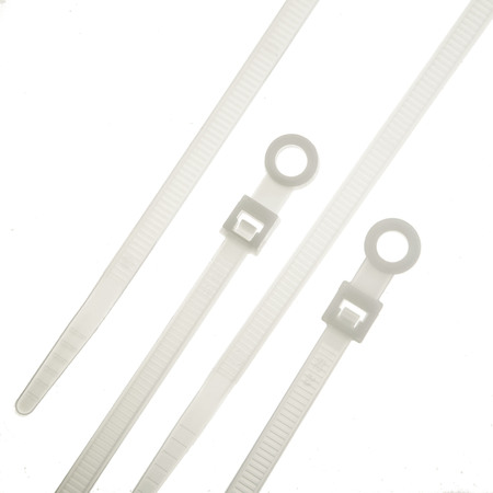 US CABLE TIES Cable Tie, 8 in., Screw Mount, Natural Nylon, 100PK SMH8N100